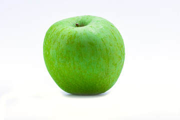 Green apple on the white background with clipping path.