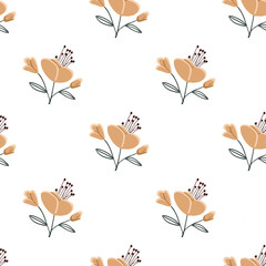 Fashionable cute pattern in nativel flowers. Floral seamless background for textiles, fabrics, covers, wallpapers, print, gift wrapping or any purpose.