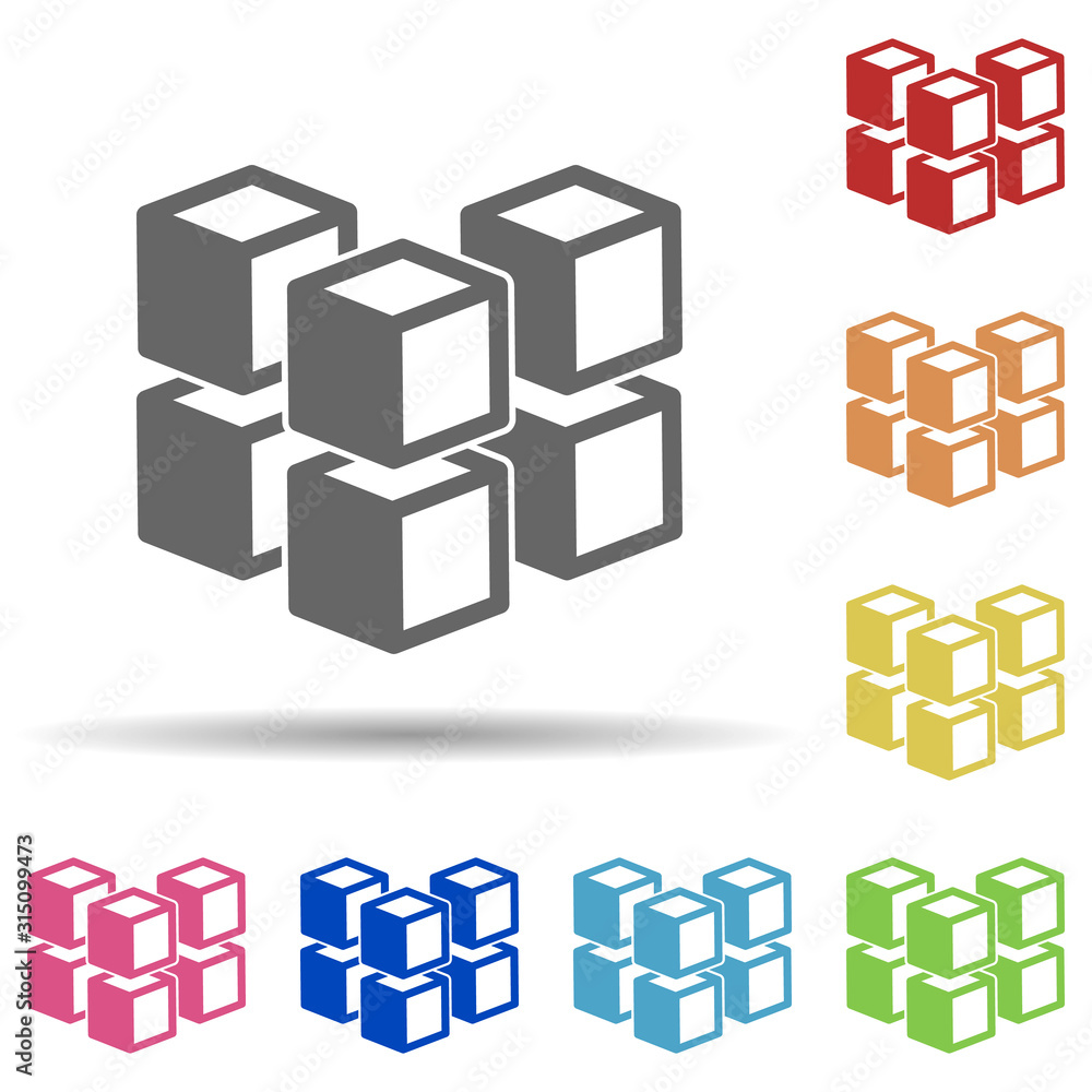Aufkleber geometric cube in multi color style icon. simple thin line, outline vector of miscellaneous icons fo