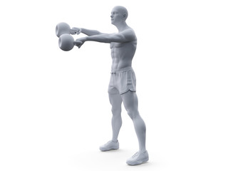 3d rendered abstract illustration of a man working out