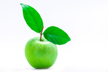 Green apple on the white background with clipping path.