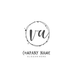 Handwritten initial letter V A VA for identity and logo. Vector logo template with handwriting and signature style.