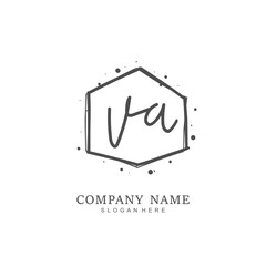 Handwritten initial letter V A VA for identity and logo. Vector logo template with handwriting and signature style.