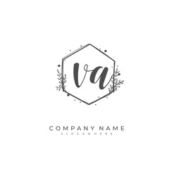 Handwritten initial letter V A VA for identity and logo. Vector logo template with handwriting and signature style.