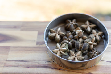 The ripe sacha inchis are brown and look like flower or star or shuriken. The seeds inside are very beneficial to the body. Especially Omega 3 6 9 and vitamin A and E.