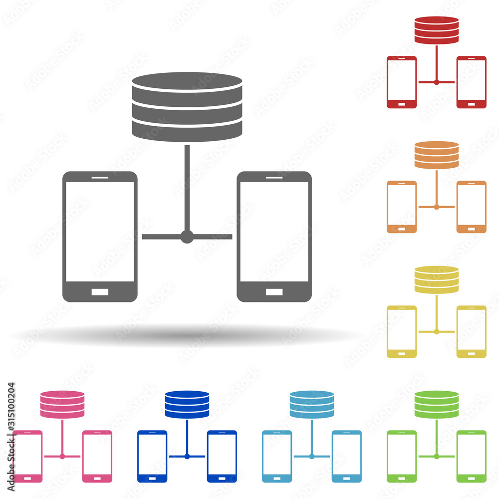 Poster data, phone, network in multi color style icon. simple glyph, flat vector of network icons for ui an