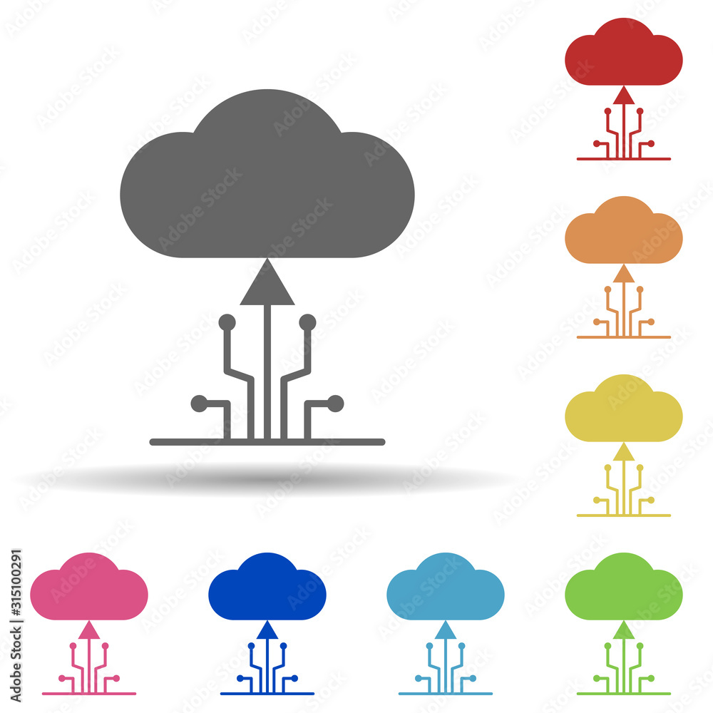 Poster cloud, upload in multi color style icon. simple glyph, flat vector of network icons for ui and ux, w