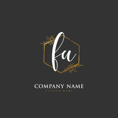 Fototapeta premium Handwritten initial letter F A FA for identity and logo. Vector logo template with handwriting and signature style.