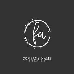 Handwritten initial letter F A FA for identity and logo. Vector logo template with handwriting and signature style.