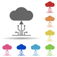 Cloud, upload in multi color style icon. Simple glyph, flat vector of network icons for ui and ux, website or mobile application