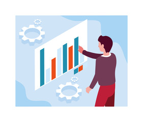 man with graphs in front, business working processes