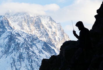 alpinism in the snowy mountains