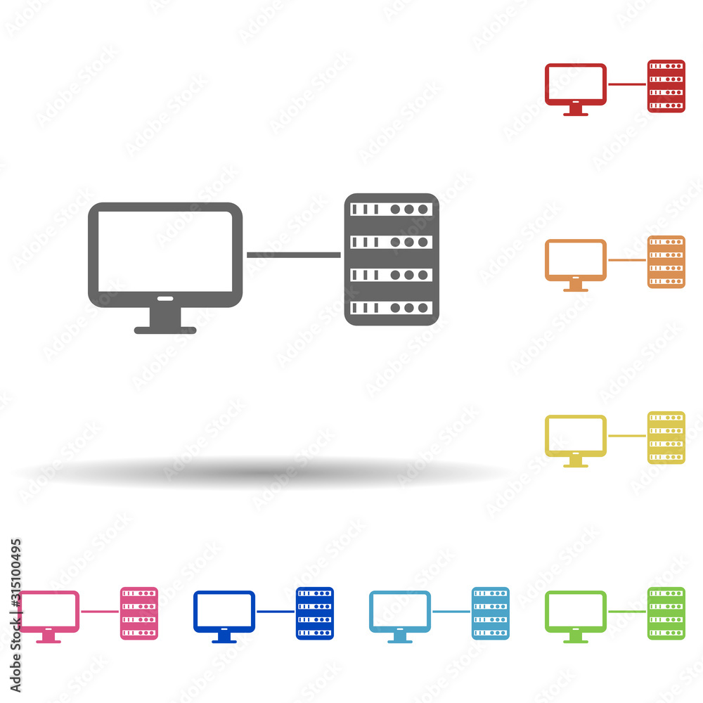 Aufkleber computer, database in multi color style icon. simple glyph, flat vector of network icons for ui and 