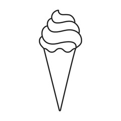 Ice cream in cone vector icon.Line vector icon isolated on white background ice cream in cone.