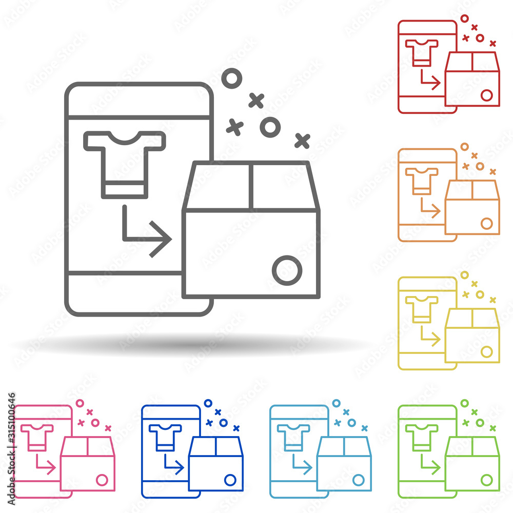 Poster online banking business box in multi color style icon. simple thin line, outline vector of online sh