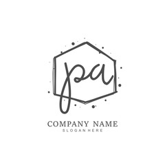 Handwritten initial letter P A PA for identity and logo. Vector logo template with handwriting and signature style.