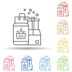 Gift bag smart phone in multi color style icon. Simple thin line, outline vector of online shopping icons for ui and ux, website or mobile application
