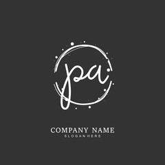 Handwritten initial letter P A PA for identity and logo. Vector logo template with handwriting and signature style.