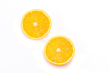 The Orange is half the ball on the white background with clipping path