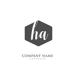 Handwritten initial letter H A HA for identity and logo. Vector logo template with handwriting and signature style.