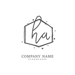 Handwritten initial letter H A HA for identity and logo. Vector logo template with handwriting and signature style.