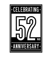 52 years logo design template. Anniversary vector and illustration.