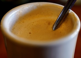 Macro Shot of a Cup of Fresh Cappuccino