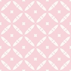 Elegant vector seamless pattern. Geometric ornament in soft pastel colors, pink and beige. Abstract texture with small diamond shapes, squares, grid, lattice. Simple repeat background. Cute design