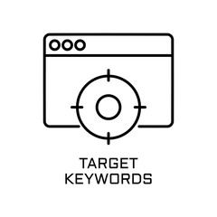 Target keywords. Outline thin line flat illustration. Isolated on white background. 