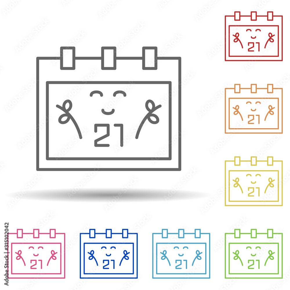 Poster calendar peace day in multi color style icon. simple thin line, outline vector of peace day icons fo