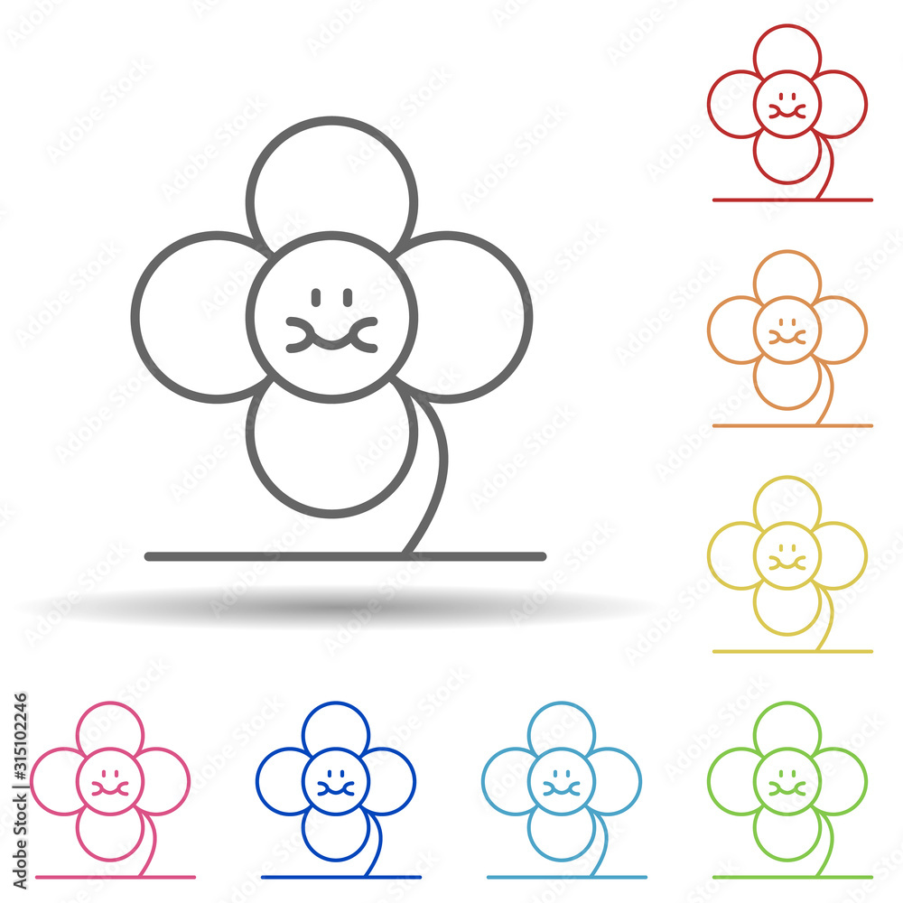 Aufkleber sun flower smile in multi color style icon. simple thin line, outline vector of peace day icons for 