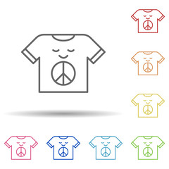 Peace symbol shirt in multi color style icon. Simple thin line, outline vector of Peace day icons for ui and ux, website or mobile application