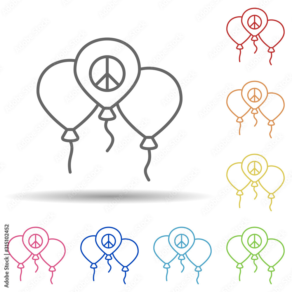 Aufkleber balloons peace symbol in multi color style icon. simple thin line, outline vector of peace day icons