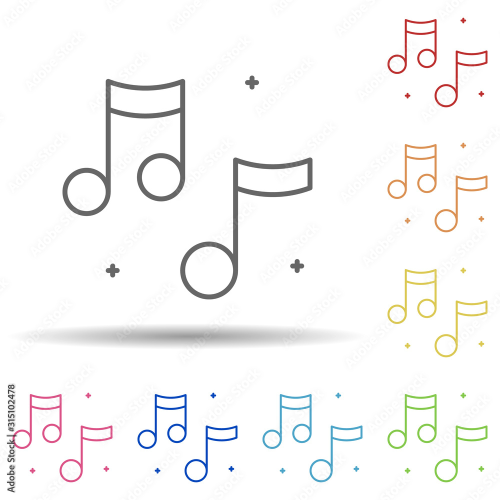 Poster music note in multi color style icon. simple thin line, outline vector of peace day icons for ui and