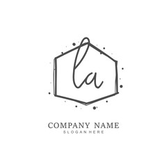 Handwritten initial letter L A LA for identity and logo. Vector logo template with handwriting and signature style.