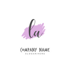 Handwritten initial letter L A LA for identity and logo. Vector logo template with handwriting and signature style.