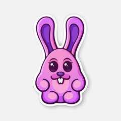 Vector illustration. Cute Easter rabbit egg girl. Ester symbol bunny. Sticker in cartoon style with contour. Decoration for greeting cards, patches, prints for clothes, badges, posters, emblems