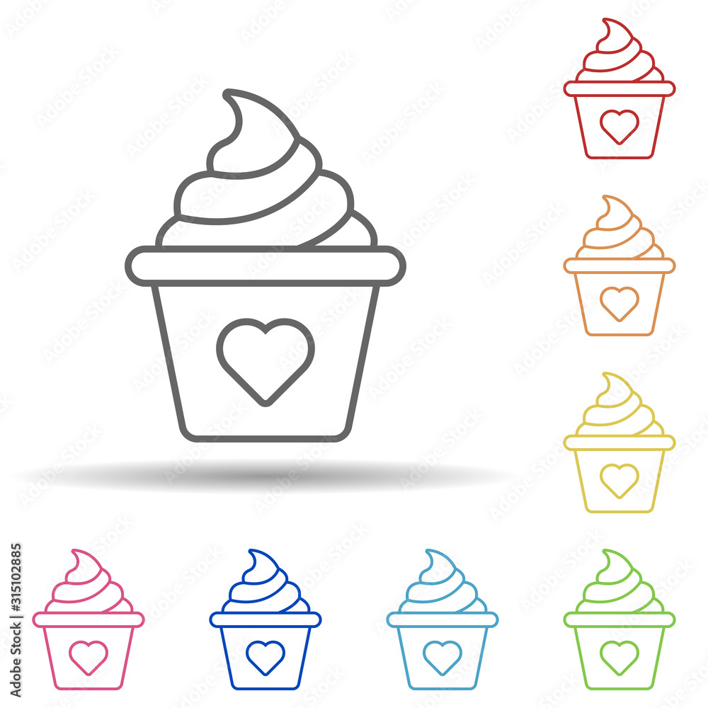 Poster ice-cream love in multi color style icon. simple thin line, outline vector of peace day icons for ui