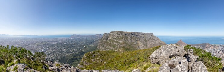 Fototapeta na wymiar Panorama of Cape Town and False Bay from Devils Peak