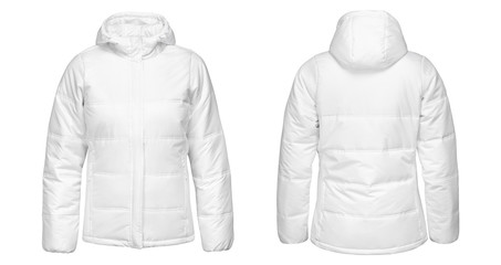 White down jacket isolated on white background