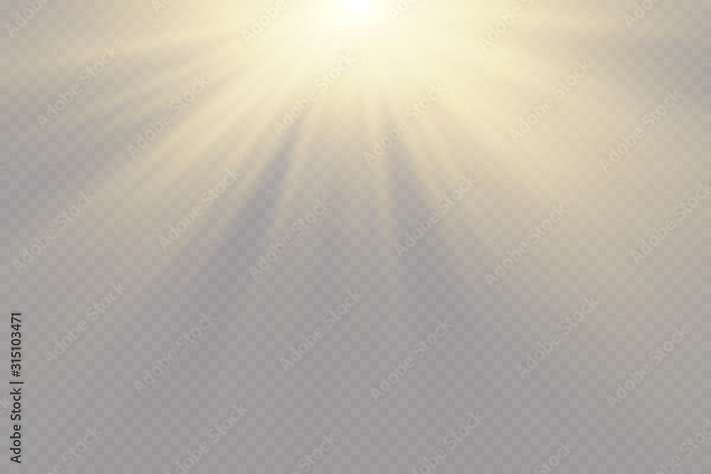 Poster vector transparent sunlight.vector scene illuminated by spotlight . light effect on transparent back