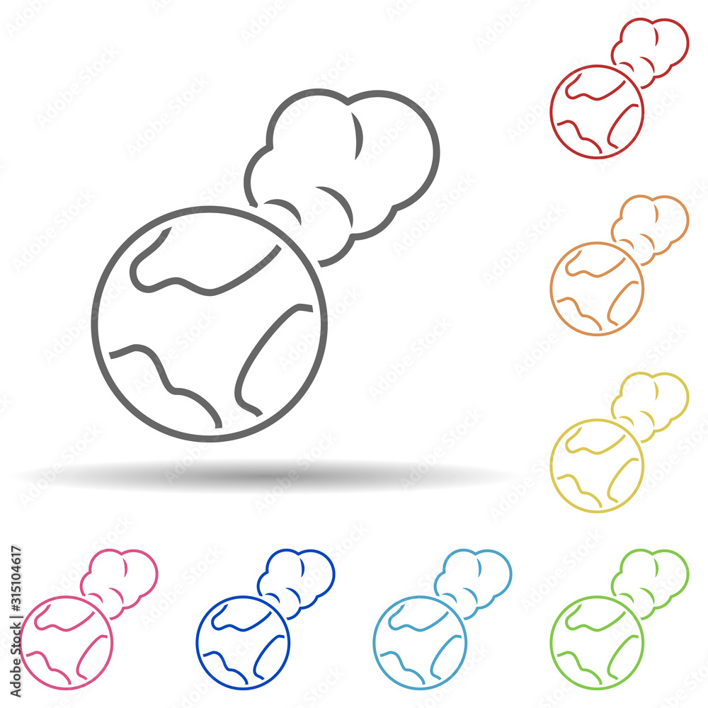 Aufkleber earth, geography, global in multi color style icon. simple thin line, outline vector of pollution ic