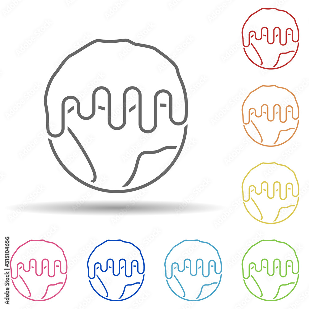 Poster warming, pollution, environment in multi color style icon. simple thin line, outline vector of pollu