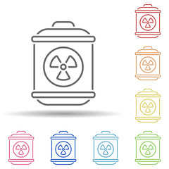Barrel, radioactive, sewage in multi color style icon. Simple thin line, outline vector of pollution icons for ui and ux, website or mobile application