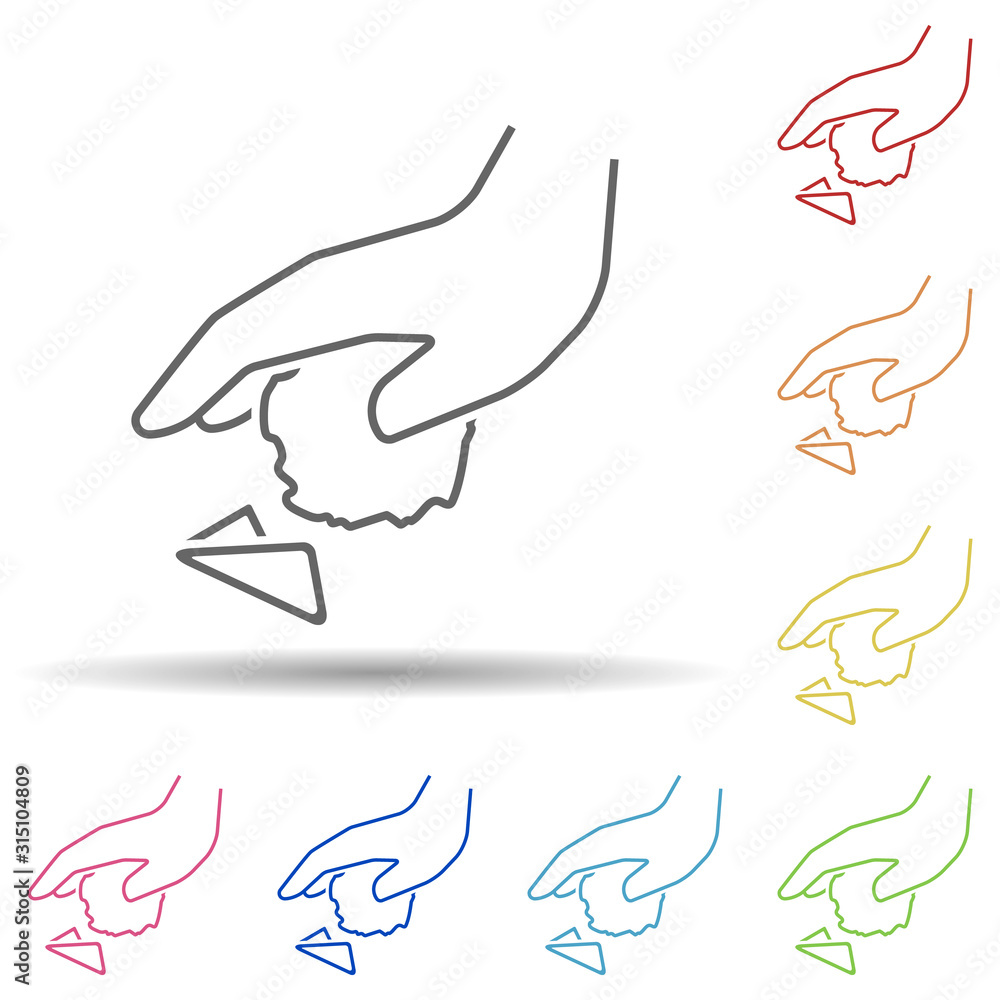 Aufkleber waste, recycling, hand in multi color style icon. simple thin line, outline vector of pollution icon