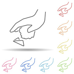 Waste, recycling, hand in multi color style icon. Simple thin line, outline vector of pollution icons for ui and ux, website or mobile application