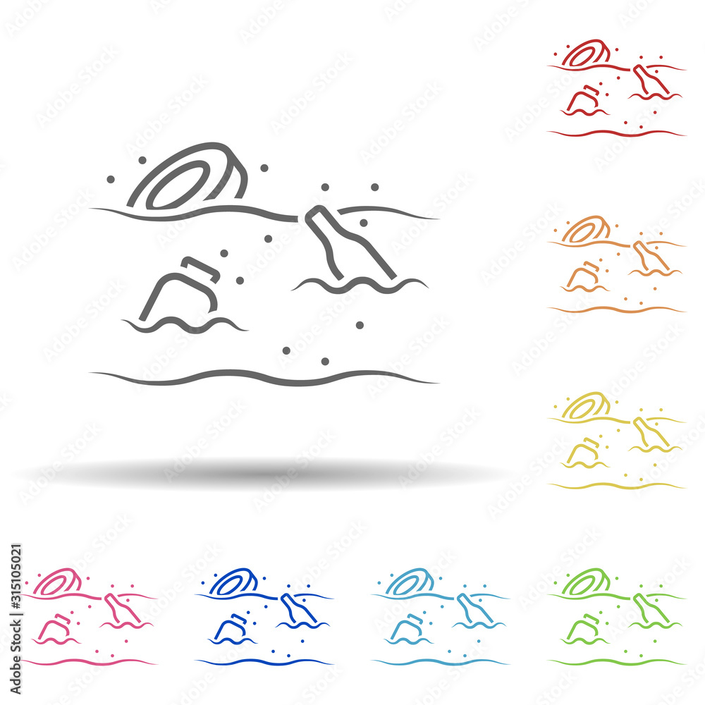 Poster waste, industry, garbage in multi color style icon. simple thin line, outline vector of pollution ic
