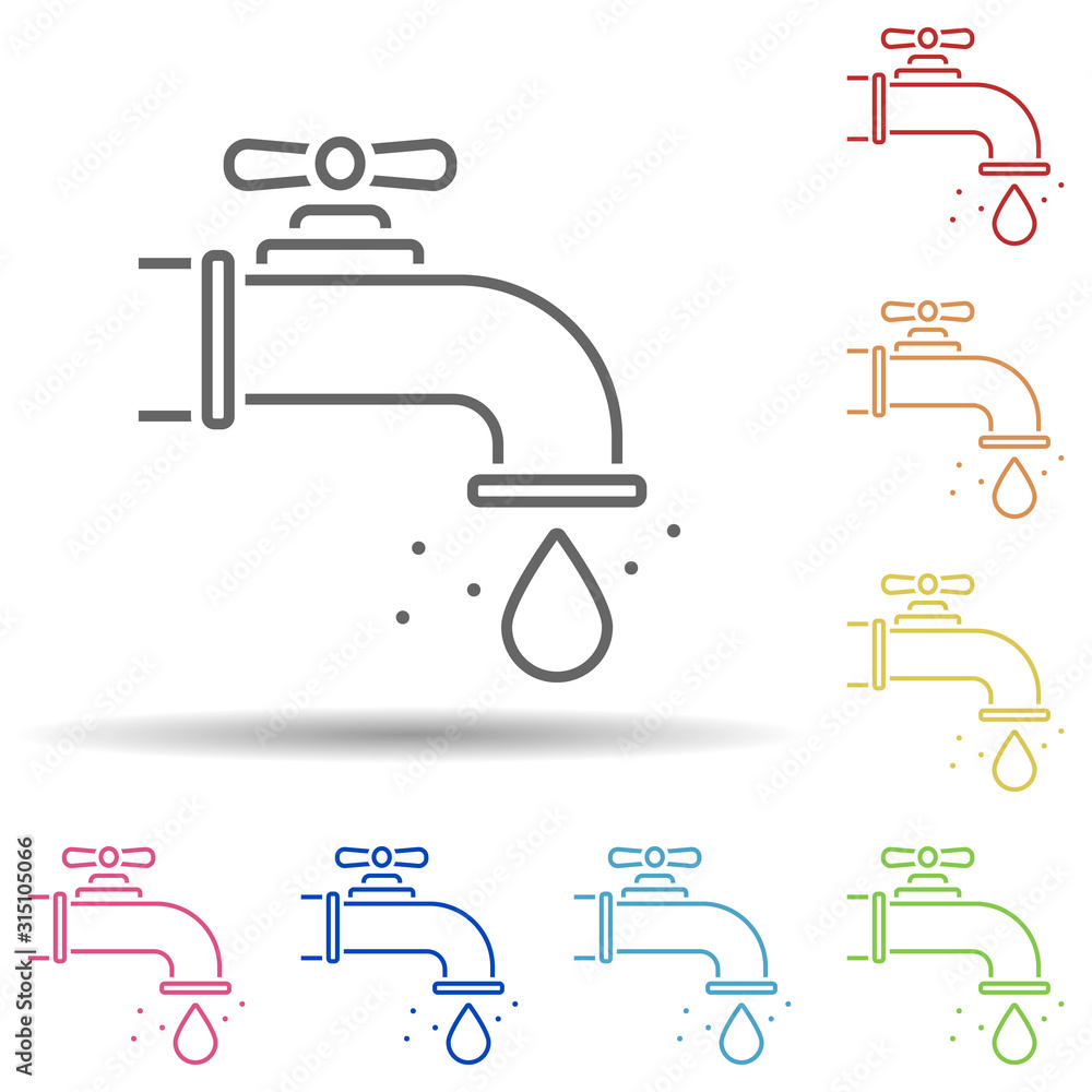 Poster water, tap, drop in multi color style icon. simple thin line, outline vector of pollution icons for 