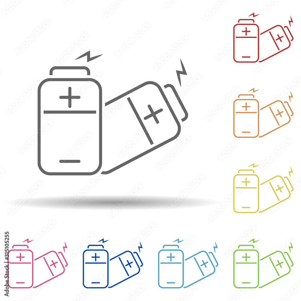 Poster battery, technology, electronics in multi color style icon. simple thin line, outline vector of poll