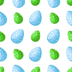 Easter Day - seamless pattern with easter eggs on white background, colorful background or endless texture for textile decoration, ideal for fabric print, wrapping or scrapbooking paper - vector